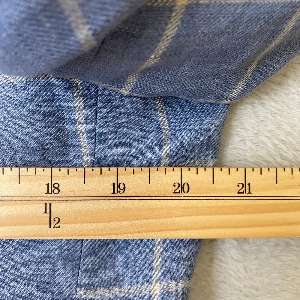 Tallia Mens Windowpane Plaid Elbow Patch Linen Blazer Sport Coat 38R Blue Check - Picture 11 of 14